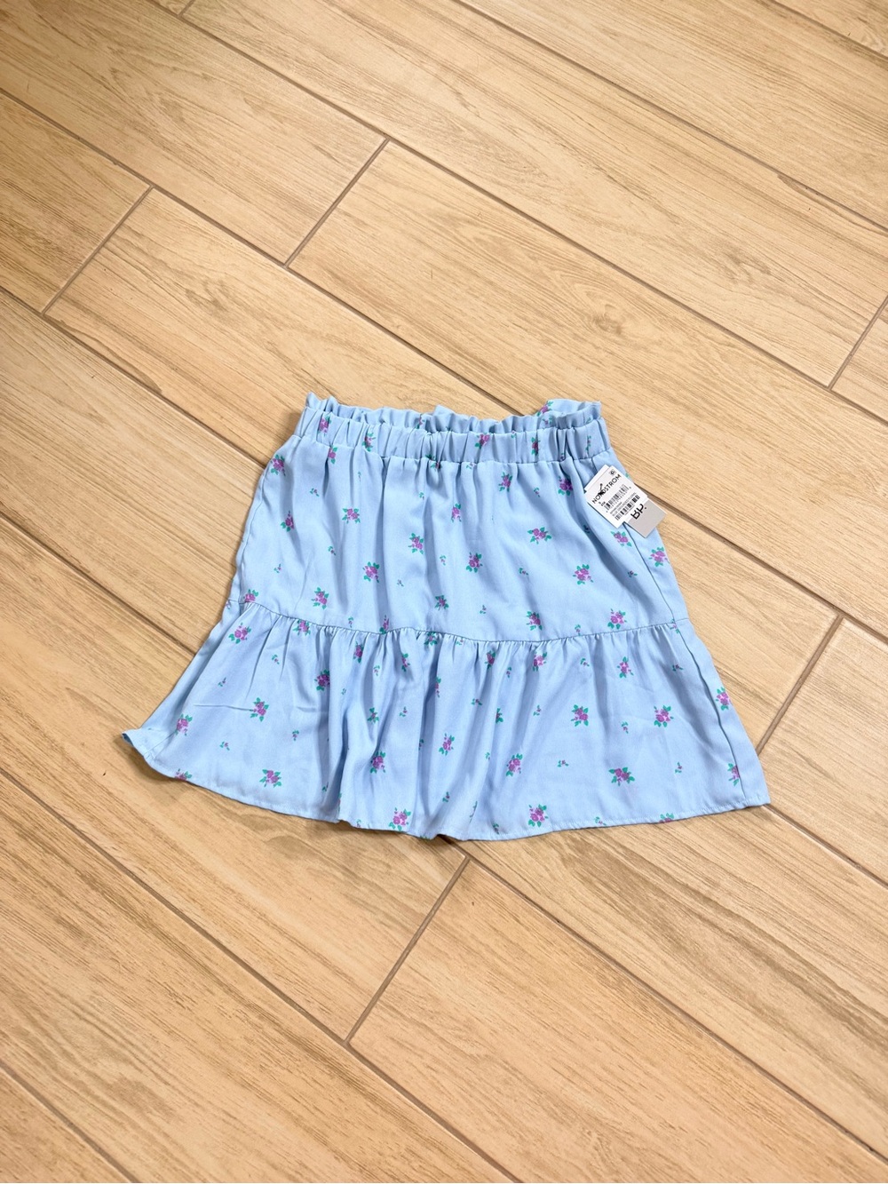 NWT BP Nordstrom Floral Tiered Mini Skirt Blue Purple Smocked Ruffle S